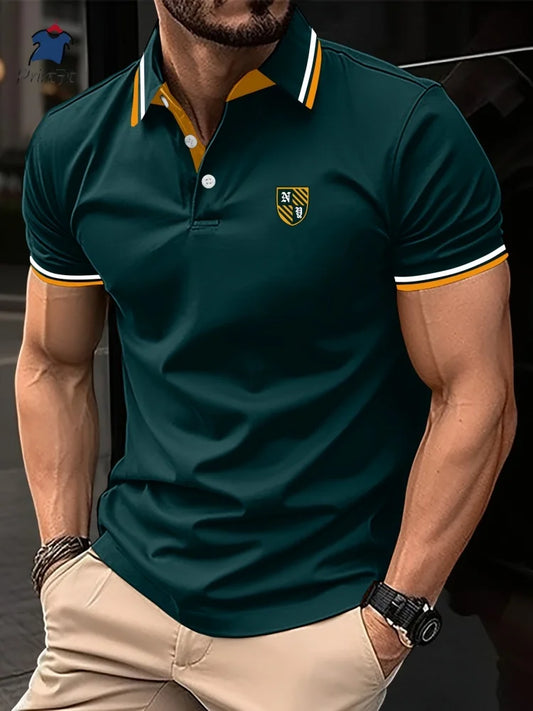 2025 New Luxury Golf Men's Polo Shirt Men's Sports Short-sleeved Summer T-shirt High-end Oversized Lapel T-shirt Clothing