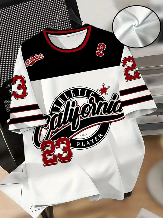Summer New Vintage California No.23 Print T-Shirt For Men O-Neck Short Sleeve Tees Casual Sports Streetwear Oversized Unisex Top