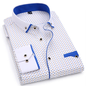 2025 New Printed Men Shirts Long Sleeve Social Business
