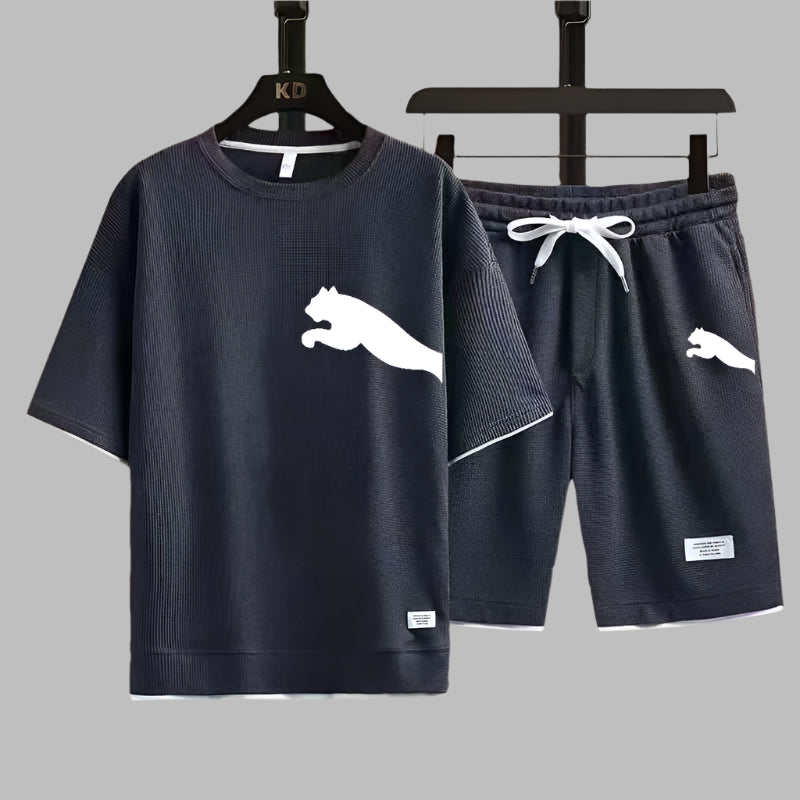 2025 new casual sportswear for men summer two-piece clothing short-sleeved round neck and shorts two fashionable clothes