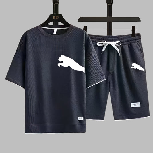 2025 new casual sportswear for men summer two-piece clothing short-sleeved round neck and shorts two fashionable clothes